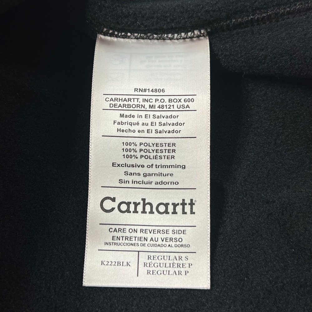 Carhartt Heavyweight Thermal Polyester Crewneck Top Black Men's Size S VTG NWT - Picture 8 of 15